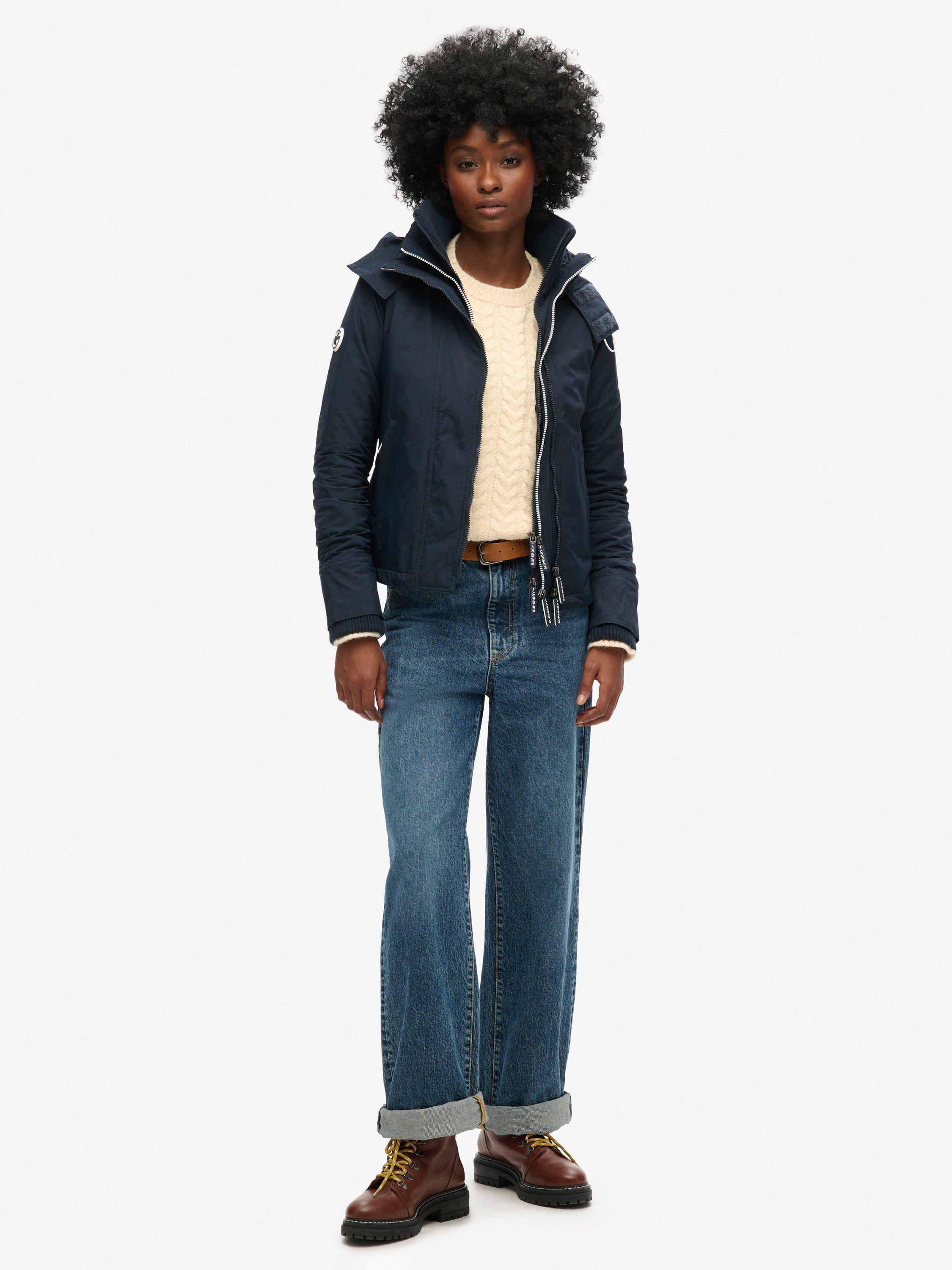 Product image 5 of 5, which shows Superdry Pop Zip Hooded Arctic SD-Windcheater Jacket, Navy, 6