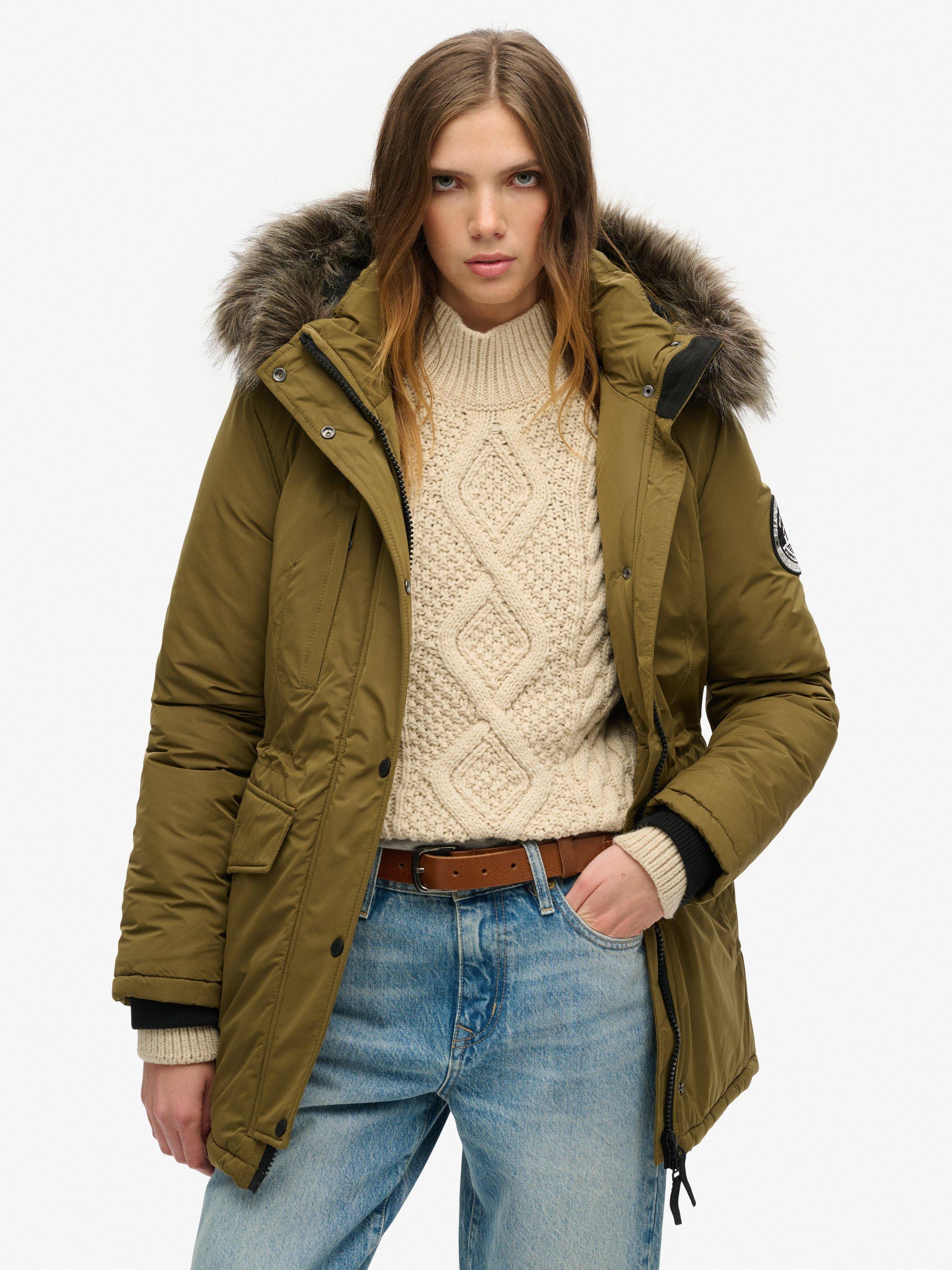 Product image 1 of 5, which shows Superdry Ashley Everest Parka Coat, Khaki, 10