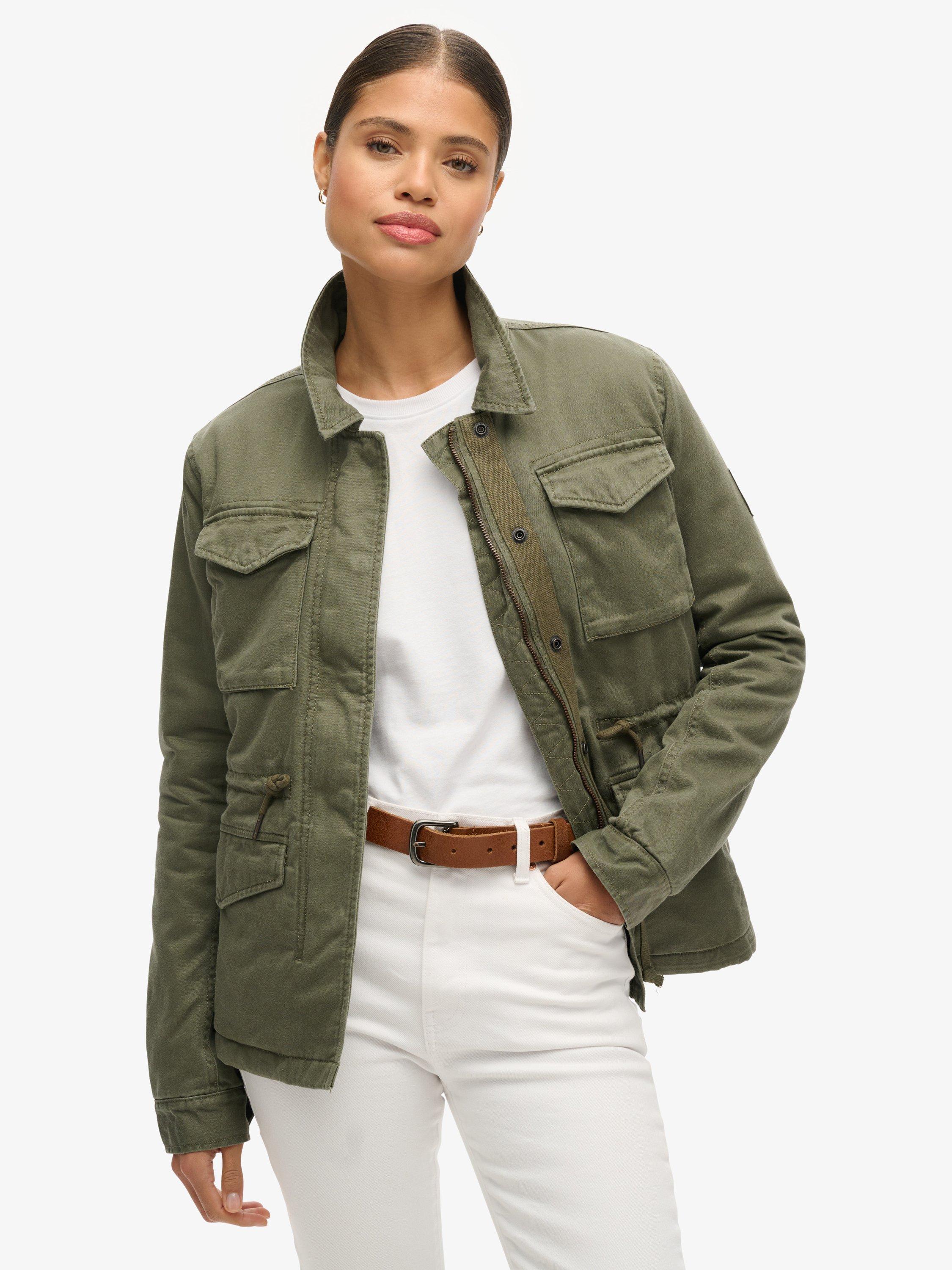 Product image 1 of 5, which shows Superdry Military M65 Lined Jacket, Washed Khaki, 16
