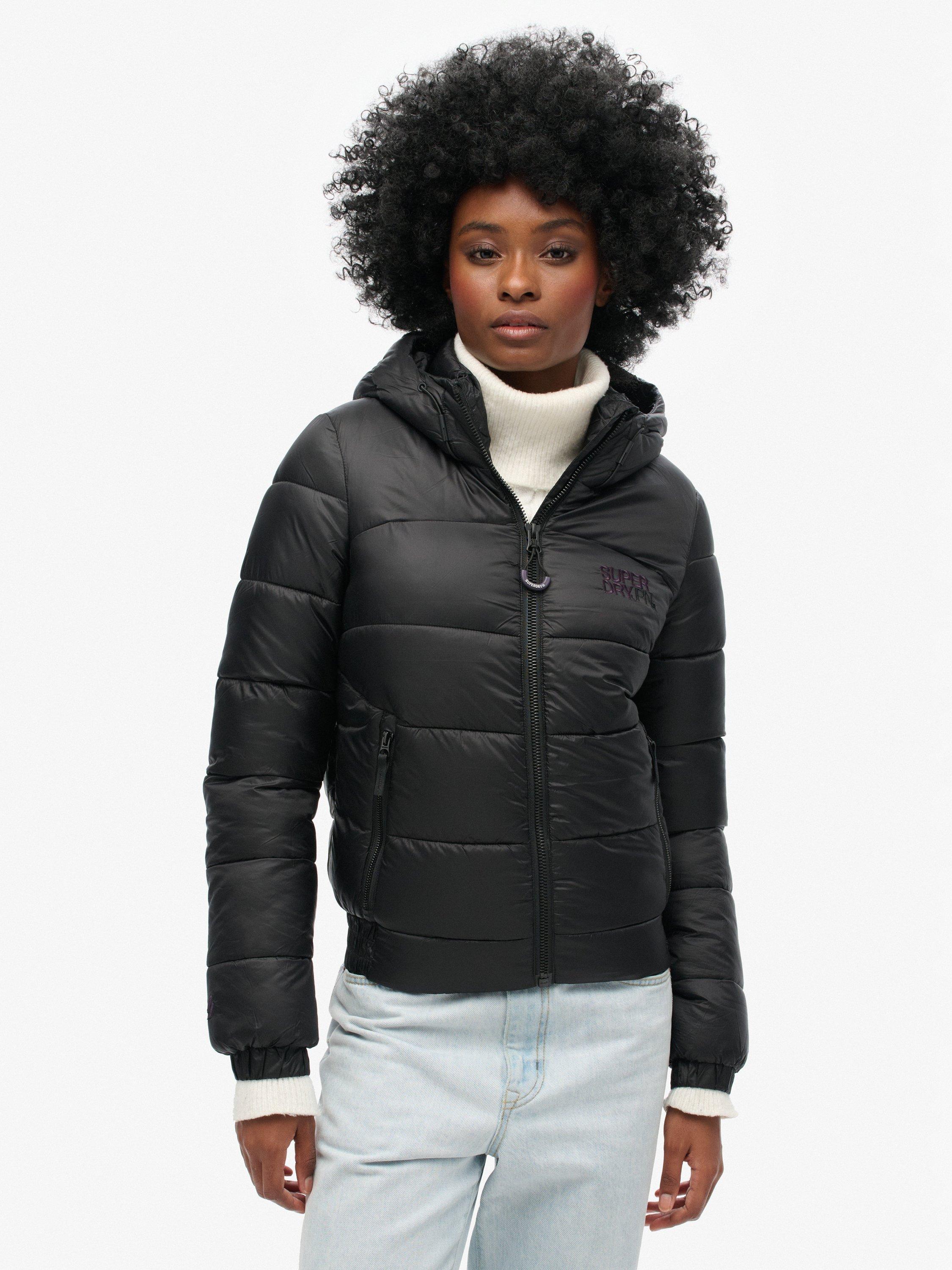 Product image 3 of 5, which shows Superdry Sports Puffer Bomber Jacket, Black, 16