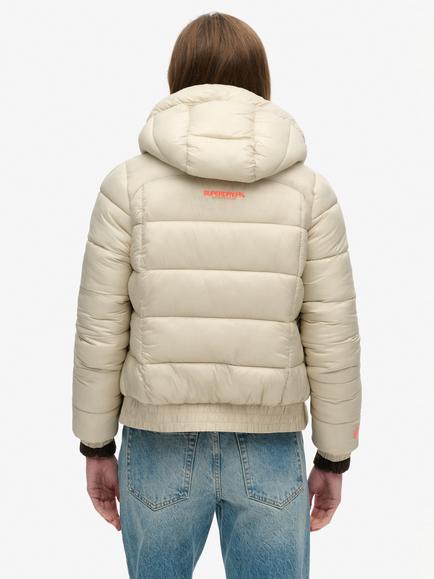 Superdry Sports Puffer Bomber Jacket, Pelican Beige - view 2, Pelican Beige