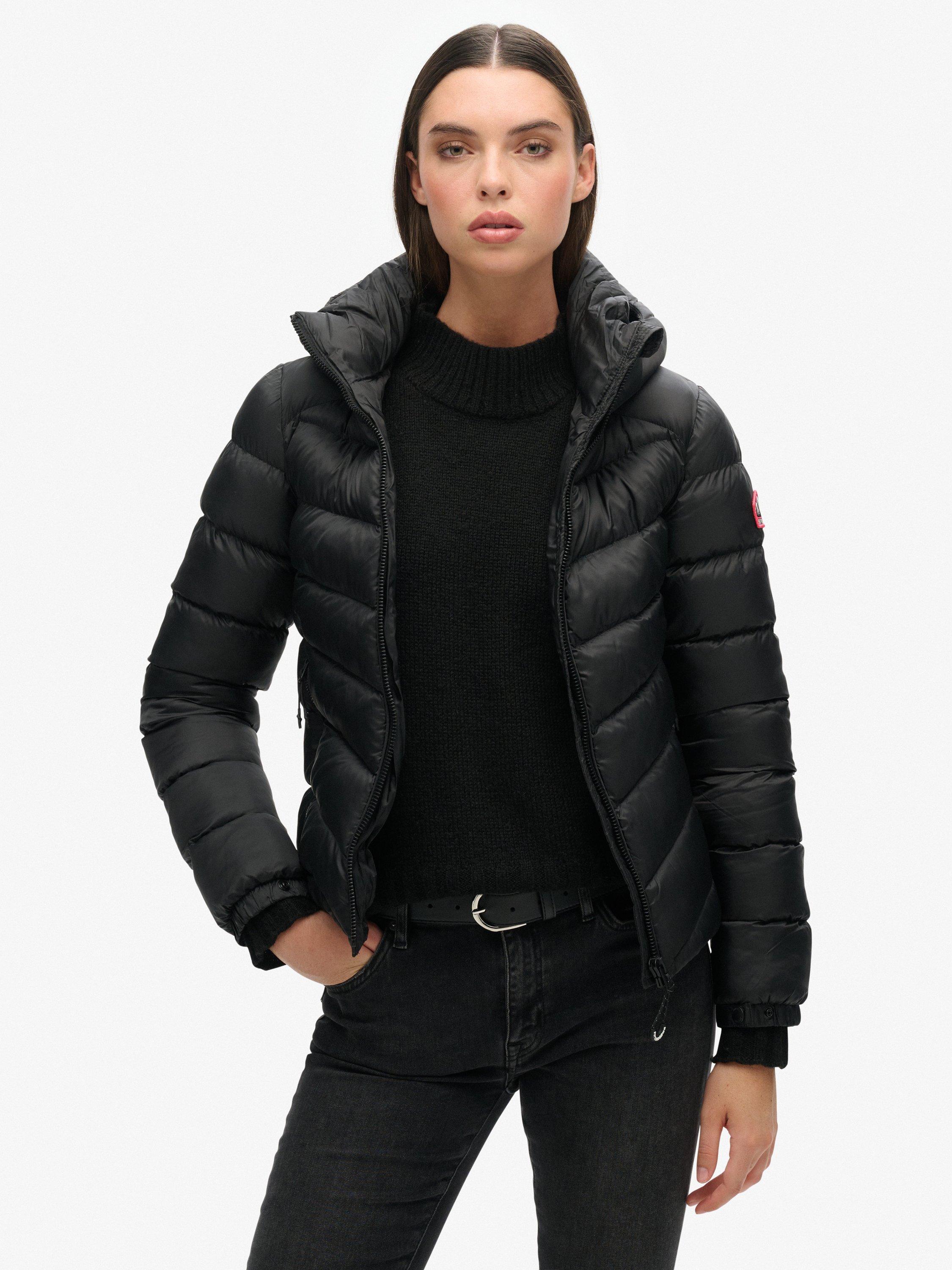 Product image 1 of 5, which shows Superdry Hooded Fuji Padded Jacket, Black, 8