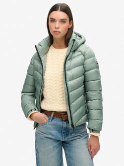 Superdry Hooded Fuji Padded Jacket, Light Jade Green, Light Jade Green