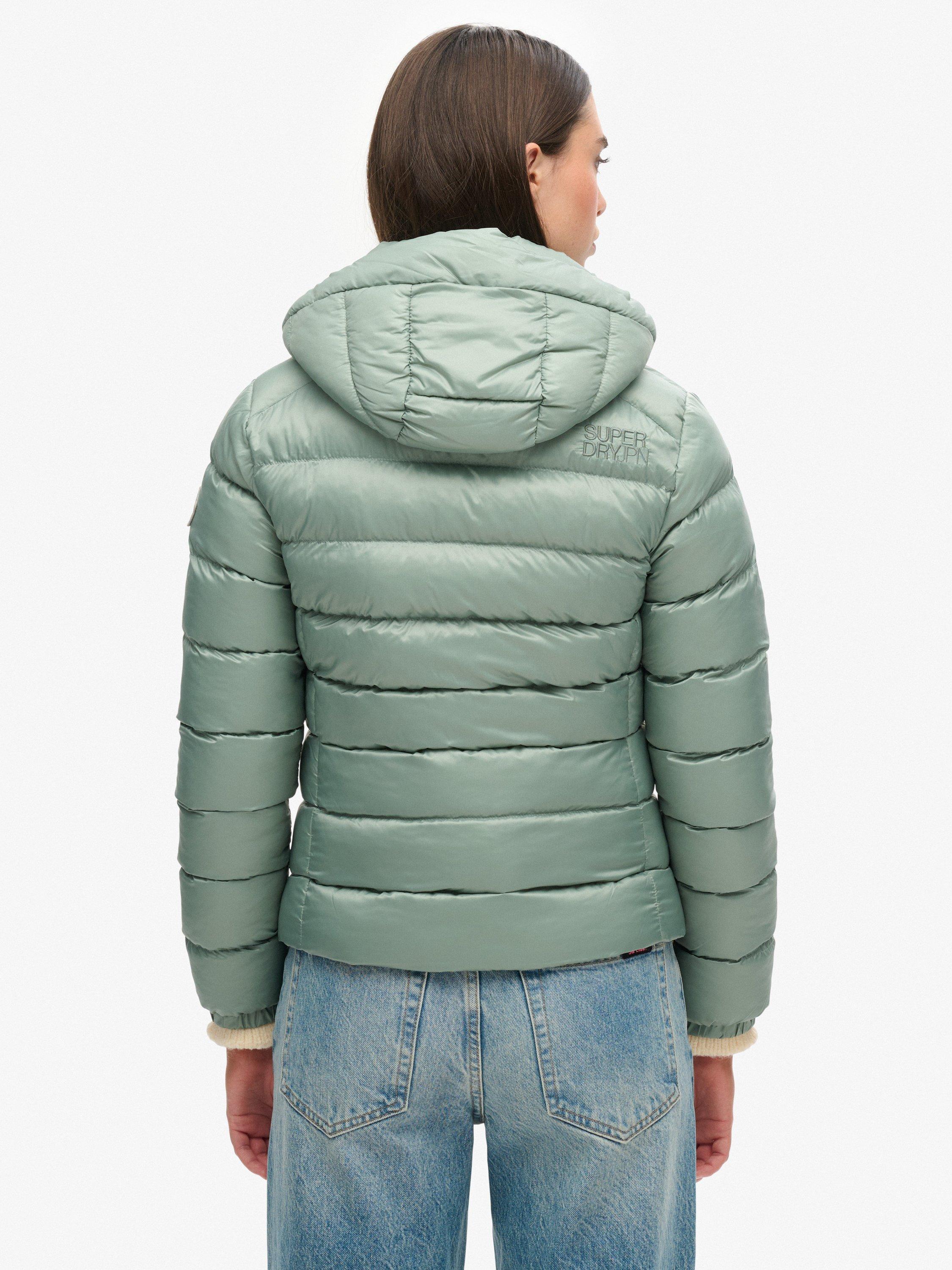 Product image 2 of 5, which shows Superdry Hooded Fuji Padded Jacket, Light Jade Green, 6