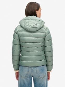 Superdry Hooded Fuji Padded Jacket, Light Jade Green - view 2, Light Jade Green