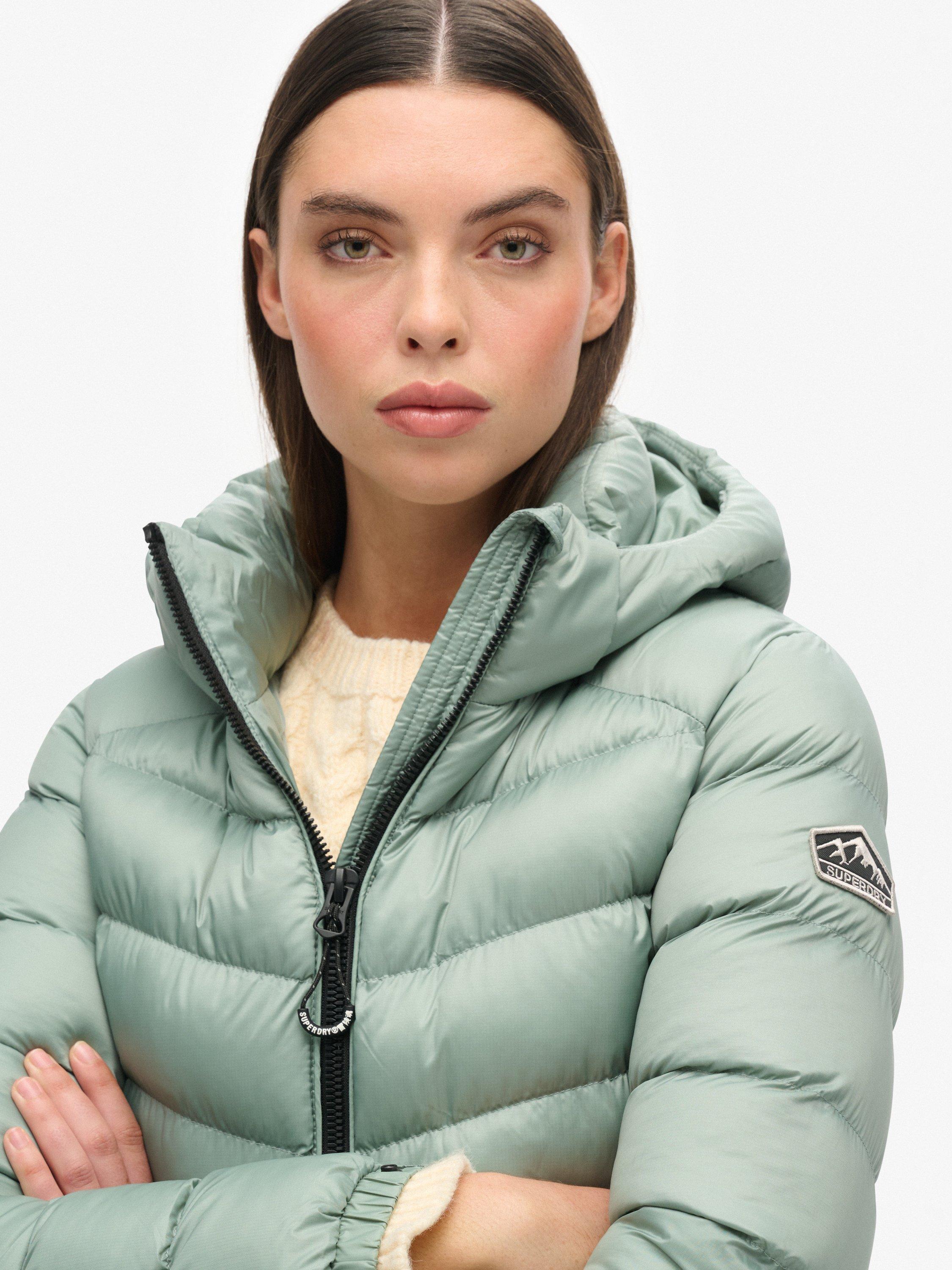 Product image 4 of 5, which shows Superdry Hooded Fuji Padded Jacket, Light Jade Green, 6