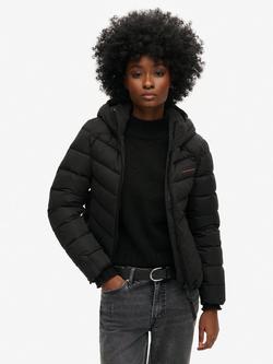 Superdry Microfibre Padded Jacket , Black, Black
