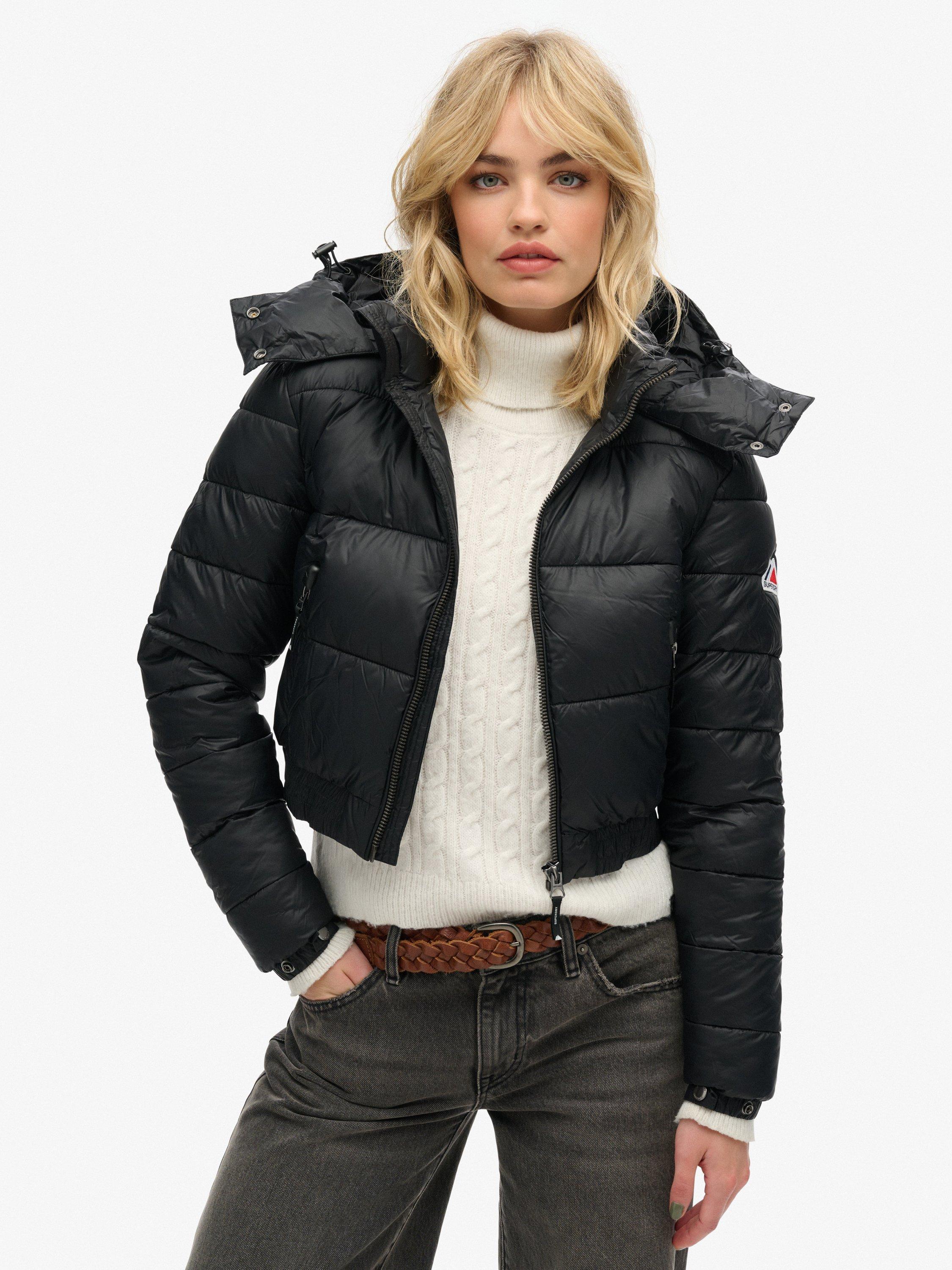 Product image 1 of 5, which shows Superdry Crop Hooded Fuji Jacket, Black, 6