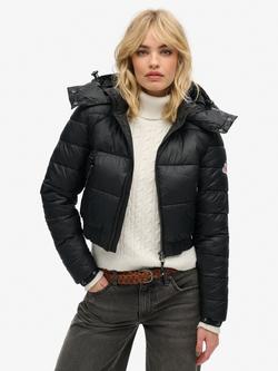 Superdry Crop Hooded Fuji Jacket, Black, Black