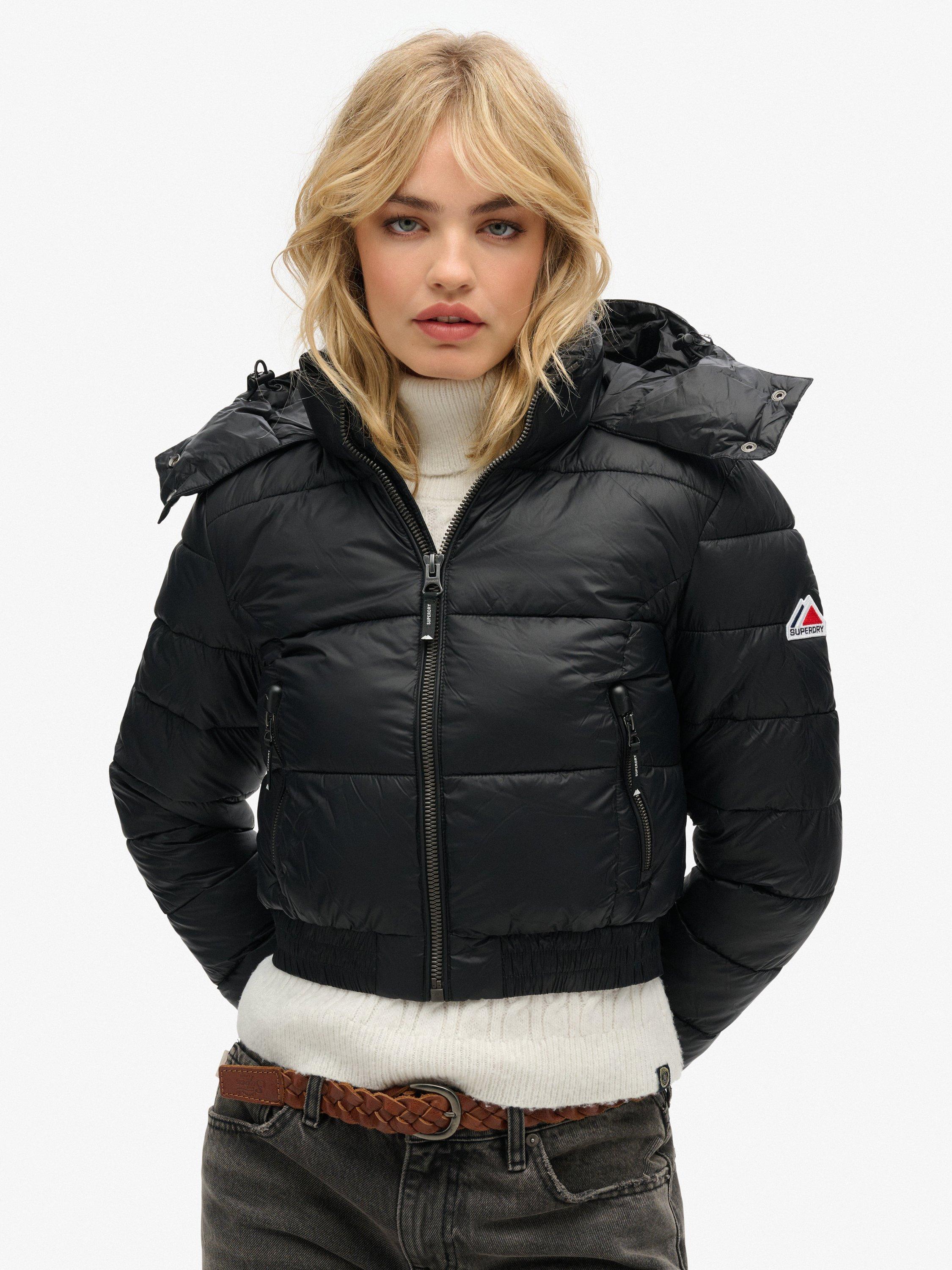 Product image 3 of 5, which shows Superdry Crop Hooded Fuji Jacket, Black, 6