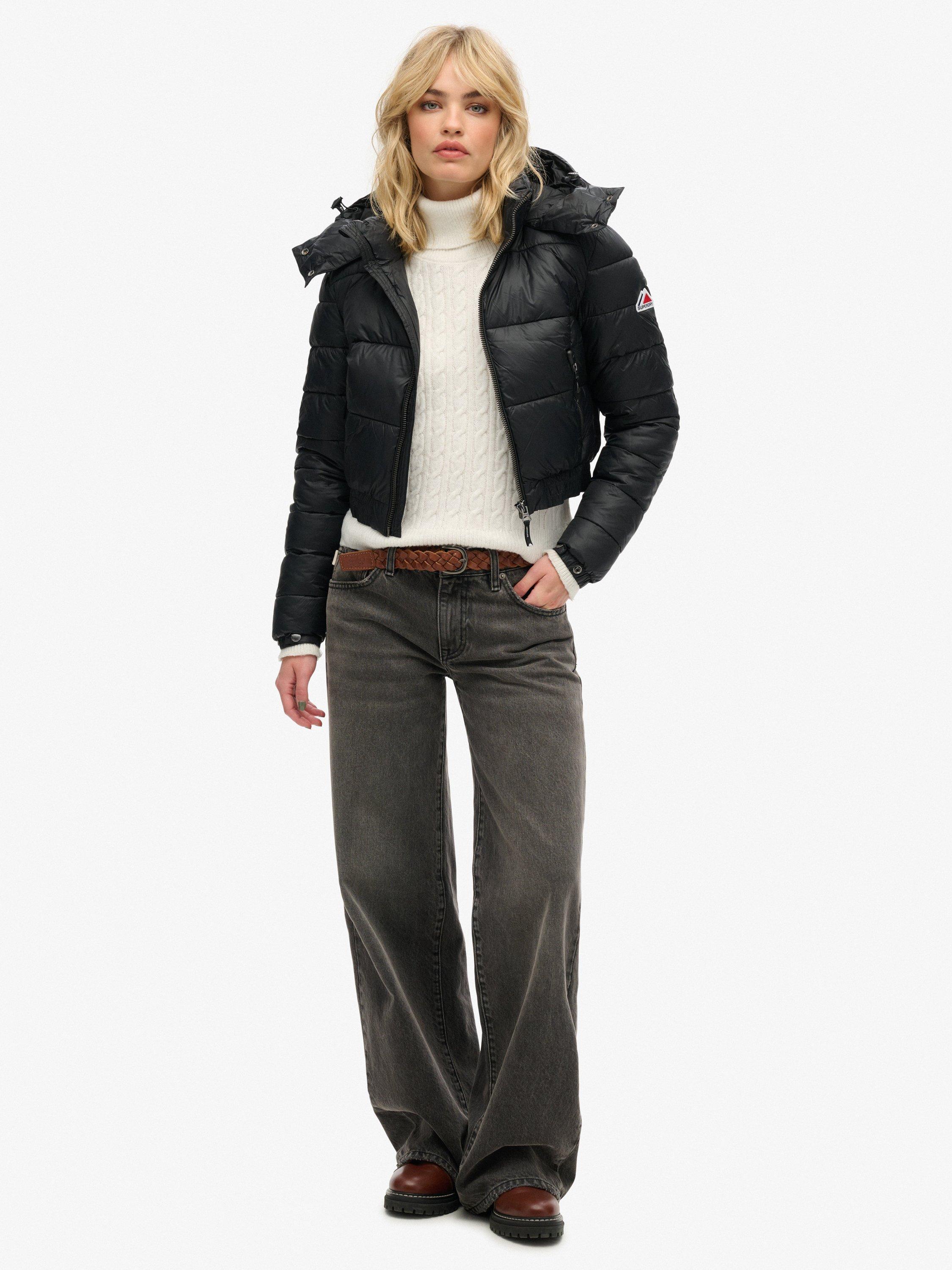 Product image 5 of 5, which shows Superdry Crop Hooded Fuji Jacket, Black, 6