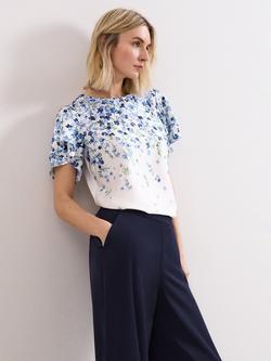 Phase Eight Rowan Floral Top, Blue, Blue