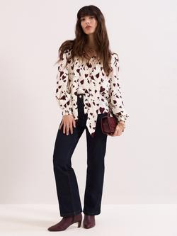 Phase Eight Paloma Heart Print Tie Neck Top, White - view 2, White