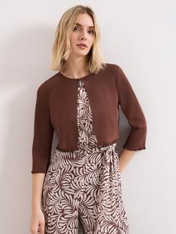 Phase Eight Mimi Cropped Knit Cardigan, Brown, Brown