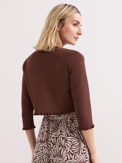 Phase Eight Mimi Cropped Knit Cardigan, Brown - view 2, Brown