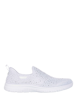 Skechers x Martha Stewart Virtue Icon Slip On Trainers, White/Silver, White/Silver