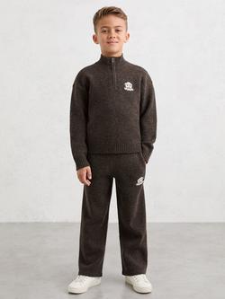 Reiss Kids' Curtis Wool Rich Zip Neck Jumper, Chocolate Brown, Chocolate Brown
