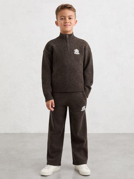 Reiss Kids' Blake Wool Rich Relaxed Trousers, Chocolate Brown, Chocolate Brown