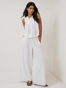 Nobody's Child Tate Pleated Linen Rich Shell Top, White, White