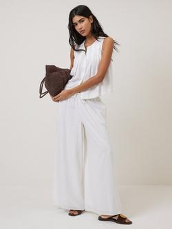 Nobody's Child Tate Pleated Linen Rich Shell Top, White - view 2, White