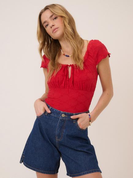 Nobody's Child Melissa Embroidered Top, Red - view 2, Red