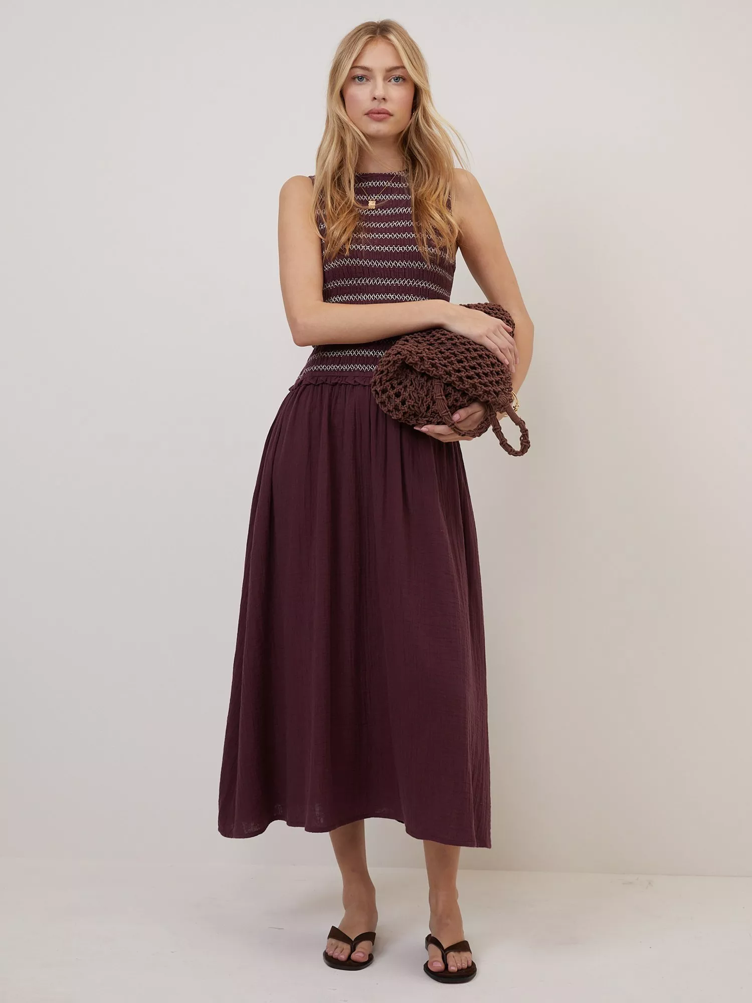 Robe Fresh Brewed Taille M (Juniors) - Imprimé Rayures Grises - 100% Coton - Neuf Avec étiquette