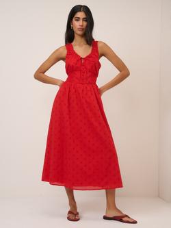 Nobody's Child Rylee Floral Broderie Midi Dress, Red, Red