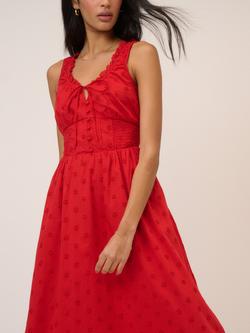 Nobody's Child Rylee Floral Broderie Midi Dress, Red - view 2, Red
