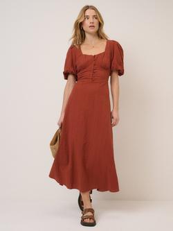 Nobody's Child Melody Seersucker Midi Dress, Terracotta, Terracotta