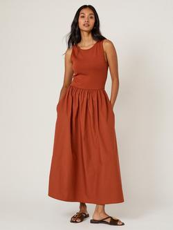 Nobody's Child Sleeveless Cotton Jersey Midi Dress, Rust, Rust