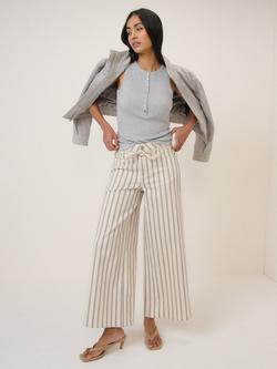 Nobody's Child Soho Cropped Wide Leg Striped Denim Jeans, Beige, Beige