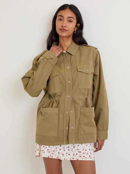 Nobody's Child Dina Cinch Waist Utility Jacket, Green - view 2, Green