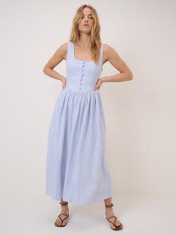 Nobody's Child Cora Stripe Drop Waist Midi Dress, Blue/White, Blue/White