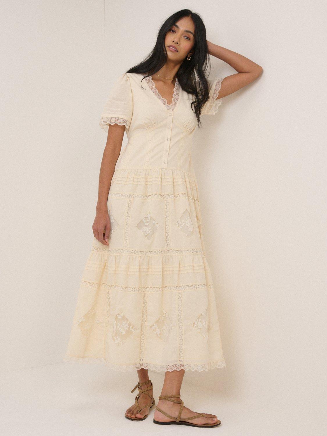 Nobody's Child Petite Jasmine Drop Waist Midi Dress, Cream