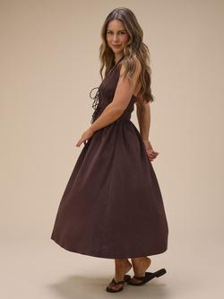 Nobody's Child Lilijana Halterneck Cotton Midi Dress, Brown/Black, Brown