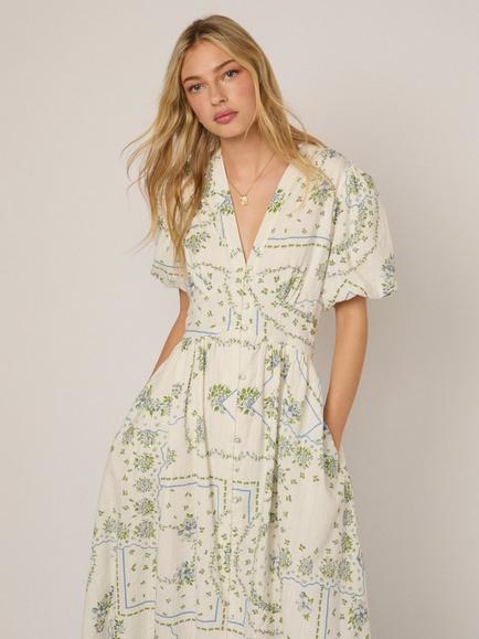 Nobody's Child Starlight Floral Seersucker Midi Dress, White/Multi - view 2, White/Multi