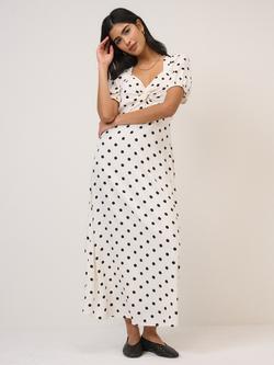 Nobody's Child Tyla Polka Dot Midi Dress, White/Black, White