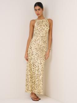 Nobody's Child Zahara Sleeveless Leopard Print Midaxi Dress, Yellow/Brown, Yellow/Brown