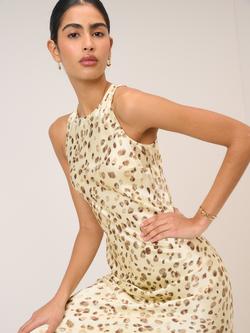 Nobody's Child Zahara Sleeveless Leopard Print Midaxi Dress, Yellow/Brown - view 2, Yellow/Brown