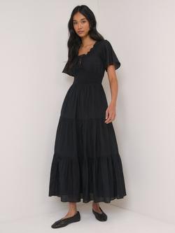 Nobody's Child Caliope Ruffle Midi Dress, Black, Black