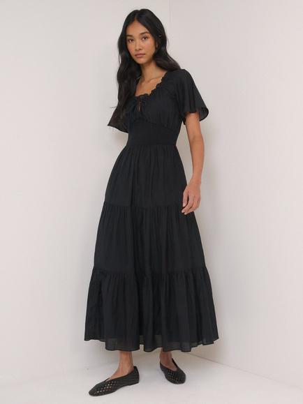 Nobody's Child Caliope Ruffle Midi Dress, Black, Black