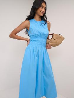 Nobody's Child Carrie Shirred Waist Midi Dress, Light Blue - view 2, Light Blue