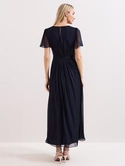 Phase Eight Alena Pure Silk Maxi Dress, Navy - view 2, Navy