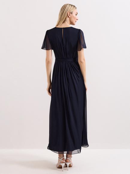 Phase Eight Alena Pure Silk Maxi Dress, Navy - view 2, Navy