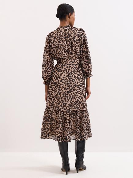 Phase Eight Carra Leopard Print Midi Dress, Multi - view 2, Multi