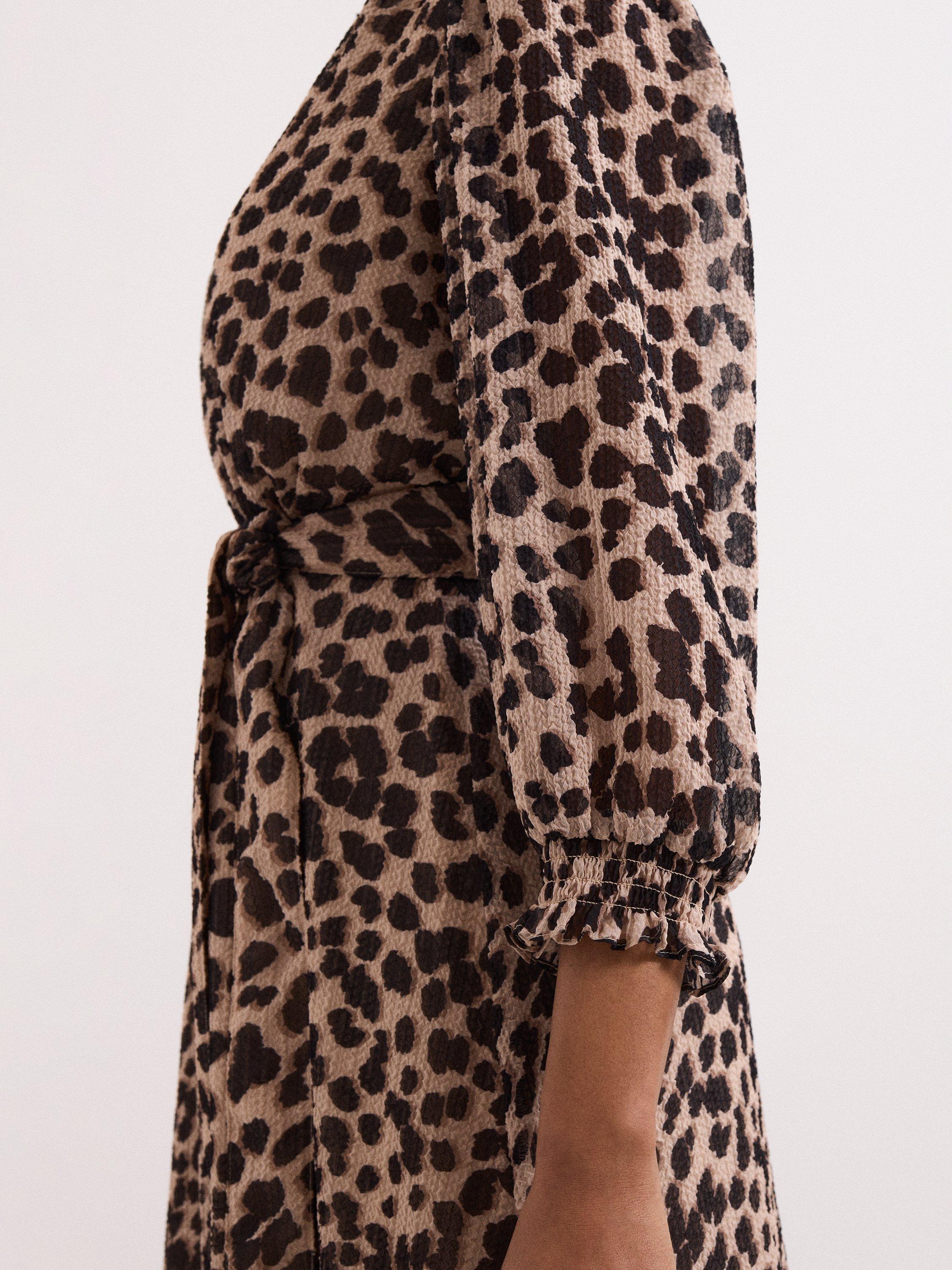 Product image 9 of 10, which shows Phase Eight Carra Leopard Print Midi Dress, Multi, 10