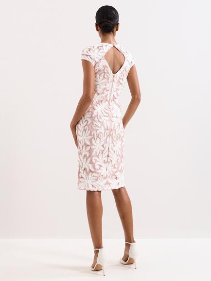 Phase Eight Petite Karima Tapework Dress, Pale Pink - view 2, Pale Pink