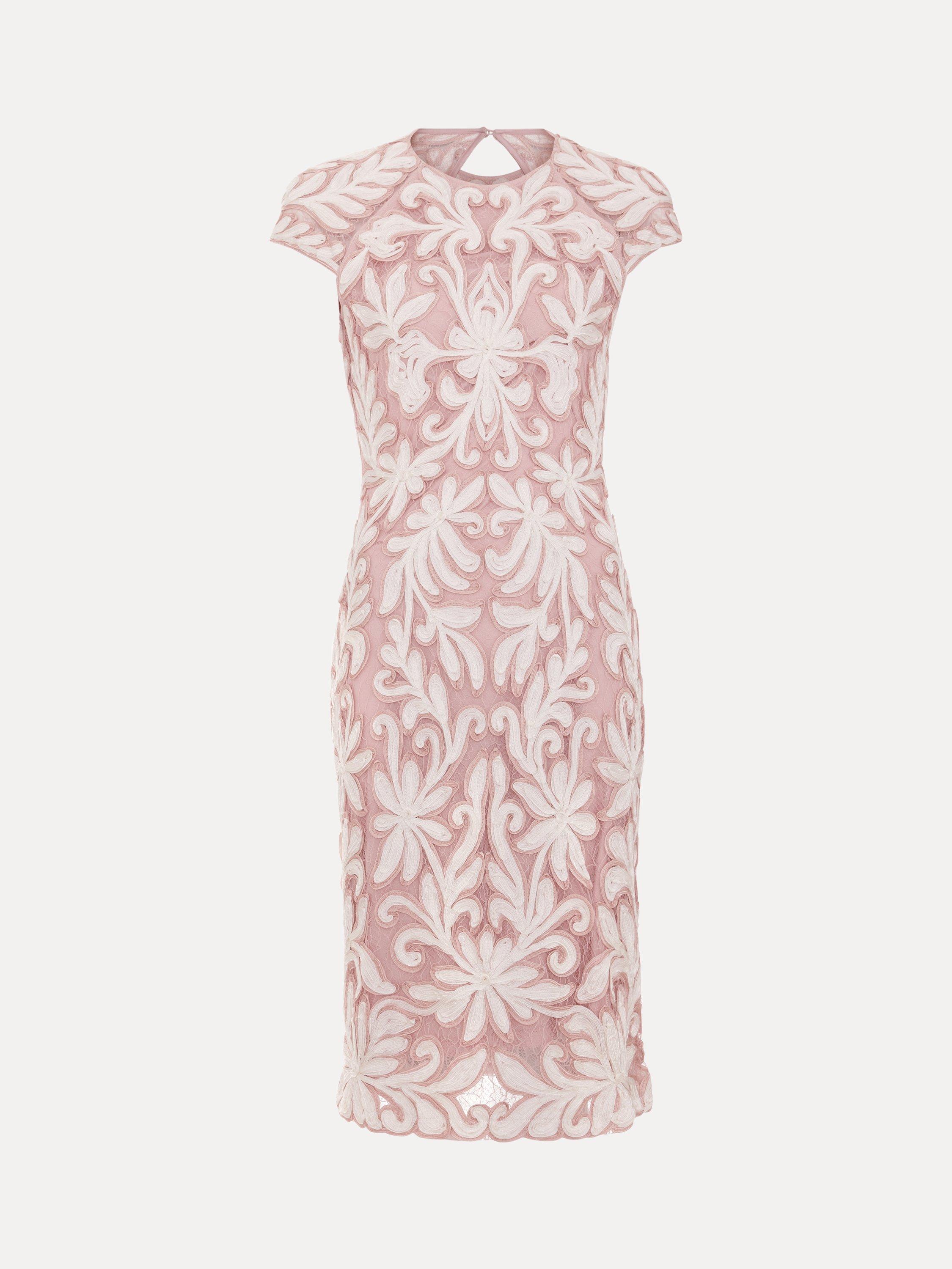 Product image 5 of 9, which shows Phase Eight Petite Karima Tapework Dress, Pale Pink, 10