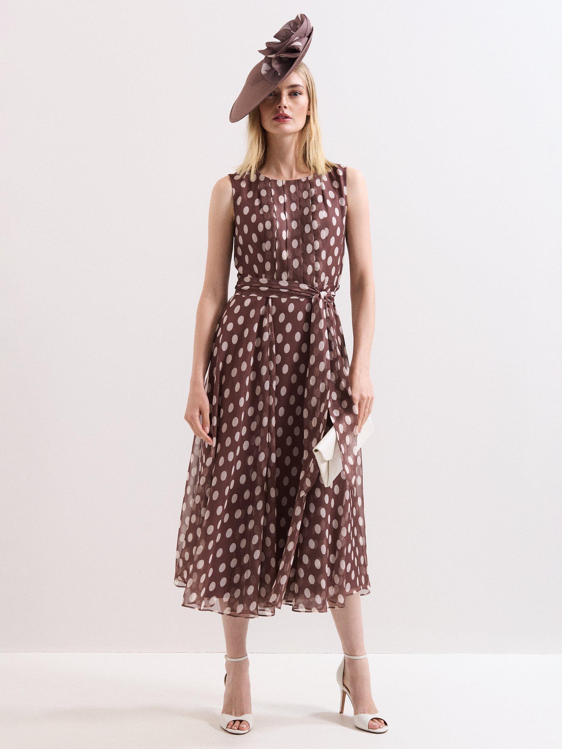 brown spot midi dress Candie Midi Dress In Black With Brown Spot – St Frock main image 1