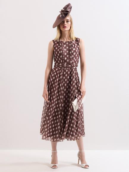 Phase Eight Lucinda Spot Midi Dress, Latte, Latte
